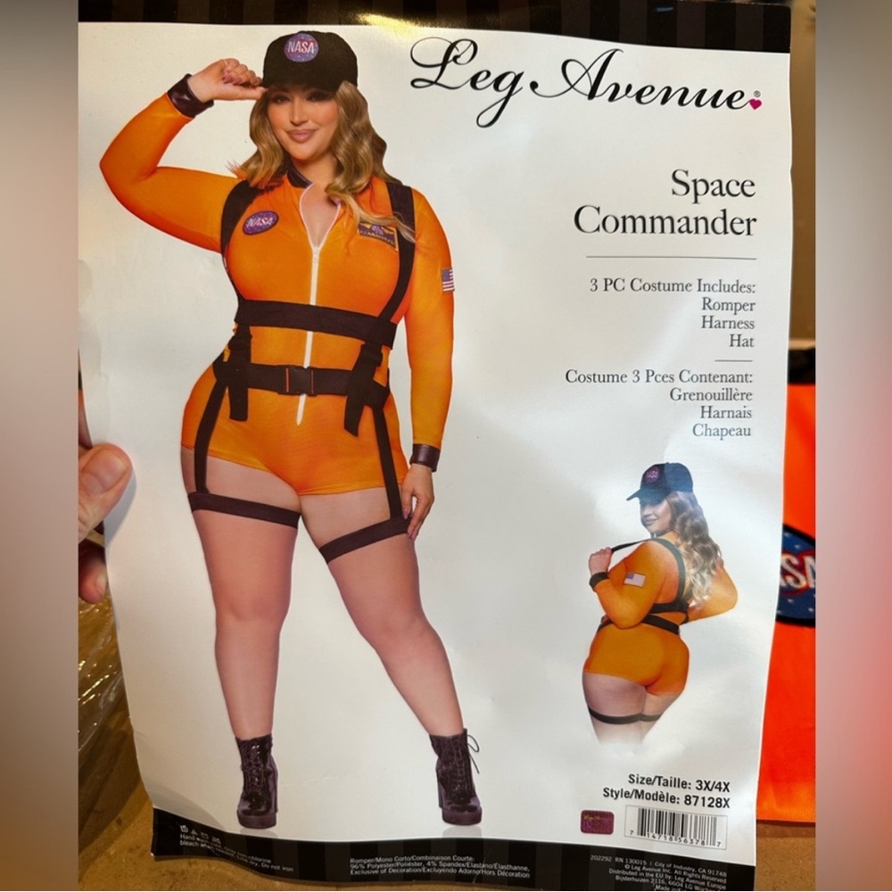 Leg Avenue Space Commander Orange Romper Costume